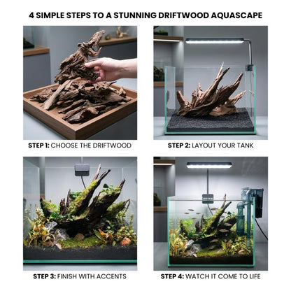 Natural Sinking Driftwood 2.2 lbs, 5-9 PCS, 6"-12" Premium Wood for Fish Tank Aquascaping, Aquariums, and Paludariums - Decorative Wood for Terrariums, Vivariums, Reptile Enclosures, and Gardens