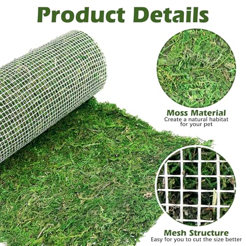 2 PCS Reptile Carpet Cuttable Terrarium Mat Artificial Moss Reptile Liner Green Substrate Flooring Bearded Dragon Tank Accessories for Leopard Gecko Lizard Snake Tortoise (11.81" x 23.62") - size: 11.81" x 23.62"(2 Pcs）