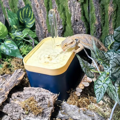 Tfwadmx Reptile Waterfall Reptile Water Fountain Lizard Drinking Fountain Chameleon Water Dripper, Bearded Dragon Cage Accessories for Lizard Gecko Snake (Yellow Blue) - color: Yellow Blue