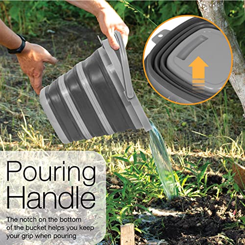 Brookstone Collapsible Bucket, Foldable Cleaning Bucket with Handle, Household Essentials Cleaning Basin and Dust Mop Bucket, Collapsible Wash Basin for Car Cleaning, [2.6 Gal. 10L] Square, Grey - color: Grey, Square, size: 2.6 Gallon