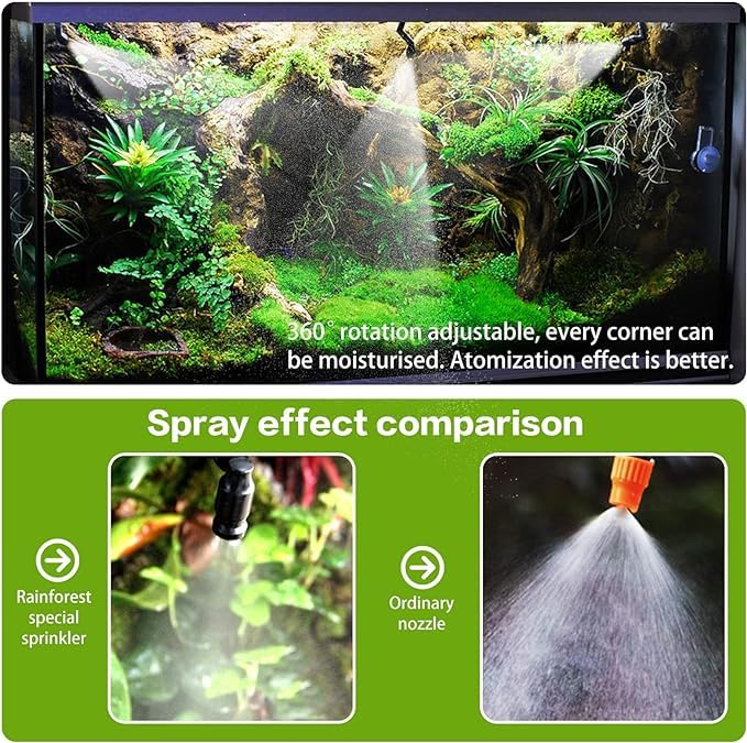 AYNEFY Reptile Fogger Mist Sprinklers,360°Adjustable Misting Nozzles Reptile Mister Nozzles Amphibians Cooling Misting Nozzles for Terrarium Rainforest Plants