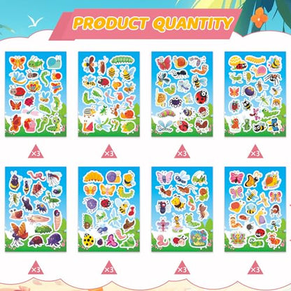 462Pcs Insect Stickers, Self Adhesive Insect Decorations Sticker Bulk Bee Ladybug Stickers for Scrapbooks Envelopes Cards Gifts Crafts Decor Classroom Rewards - style: Insect Bee