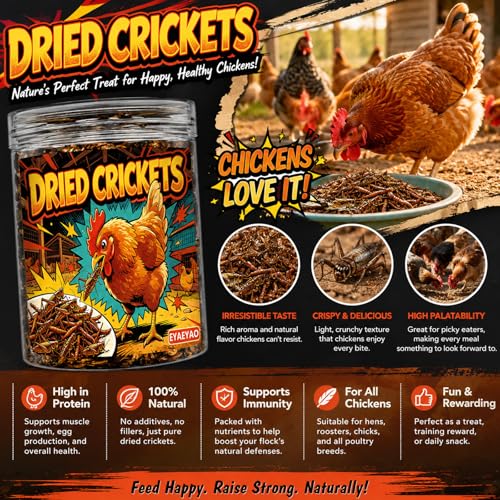 Natural Dried Crickets, Food for Bearded Dragons, Wild Birds, Chicken, Fish, Reptiles & Small Pets (4 oz Resealable Can), High Protein Natural Pet Treats