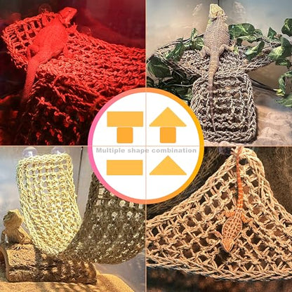 Bearded Dragon Hammock Lizard Tank Accessories Reptile Lounger Amphibian Habitat Décor for Chameleon, Geckos, Snakes, Hermit Crab, Lguana Reptiles, Tortoises - size: 30"+30"