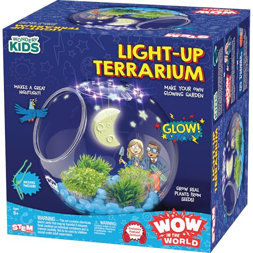 Wow in The World Light-UP Terrarium | Grow Plants, Decorate Your Terrarium, Glow-in-The-Dark, UV Lights, Companion Audio Content, Bonus Reusable Science Tool, STEM Toy for Kids 6+ by Thames & Kosmos