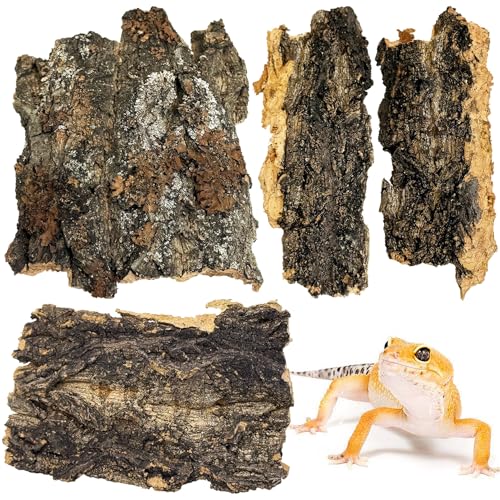 VCEPJH Cork Bark for Reptiles, 4 Pcs Natural Cork Flats for Terrarium Cork Wood Pieces for Snakes Spiders Bearded Dragons Hermit Crabs Geckos Isopod
