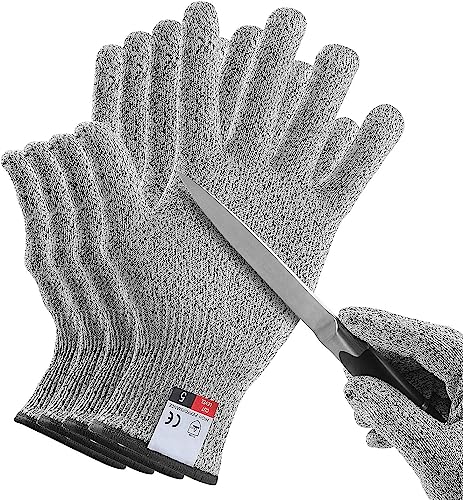 4 PCS (M+L) Cut Resistant Gloves Food Grade Level 5 Hand Protection,Kitchen Cut Gloves (Large+Medium) - size: Large+Medium (Pack of 4)