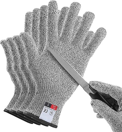 4 PCS (M+L) Cut Resistant Gloves Food Grade Level 5 Hand Protection,Kitchen Cut Gloves (Large+Medium) - size: Large+Medium (Pack of 4)