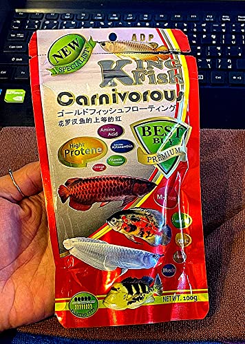 A.D.P. Carnivorous Arowana Fish Food, 55% High Protein Floating Pellets with Astaxanthin & Spirulina, Tropical Fish Feed for Arowana, Oscar, Pleco & Catfish, Color Enhancing - 100 g - color: Arowana Food