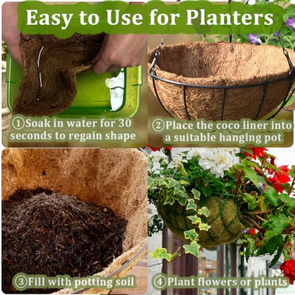 14 inch Coco Liner for planters, 2PCS Replacement Round Plant Basket Liners Natural Coco Fiber Liner for Hanging Basket (14 inch) - size: 14 inch