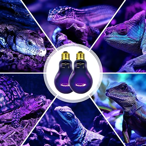 REPTI ZOO 2PCS Reptile Heat Lamp, 150W Night Heat Bulb Moonlight Bulb Purple Infrared Heating Lamp Simulate Natural Moonlight Night Heat Bulb for Reptile Amphibian - style: 150W Night Heat Lamp