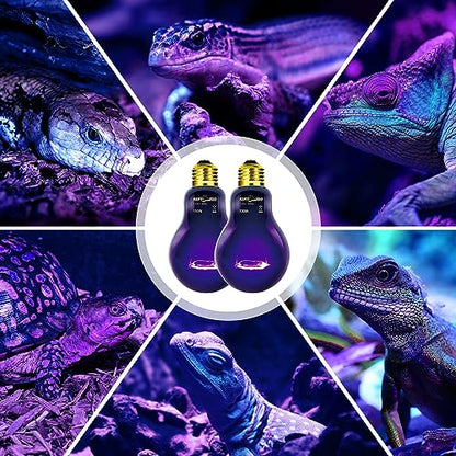REPTI ZOO 2PCS Reptile Heat Lamp, 150W Night Heat Bulb Moonlight Bulb Purple Infrared Heating Lamp Simulate Natural Moonlight Night Heat Bulb for Reptile Amphibian - style: 150W Night Heat Lamp