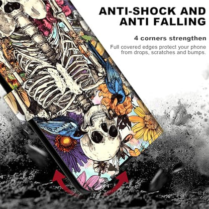 for Cricket Outlast 5G 2024 Wallet case with RFID Blocking Credit Card Holder Kickstand, Folio Flip PU Leather Shockproof Protective Cover for AT&T Motivate Pro 5G, Skull with Paint - color: Skull With Paint