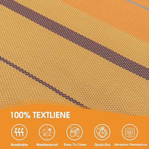 Lazy Daze Double Textliene Quick Dry Hammock with Spreader Bar for Outdoor | 11 Ft Hammock for 2 Person, Weather Resistant Fabric, 450 Lbs Capacity, Hammock Bed 78 x 55 In with Carabiners, Chains - color: Coffee Stripes