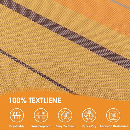 Lazy Daze Double Textliene Quick Dry Hammock with Spreader Bar for Outdoor | 11 Ft Hammock for 2 Person, Weather Resistant Fabric, 450 Lbs Capacity, Hammock Bed 78 x 55 In with Carabiners, Chains - color: Coffee Stripes