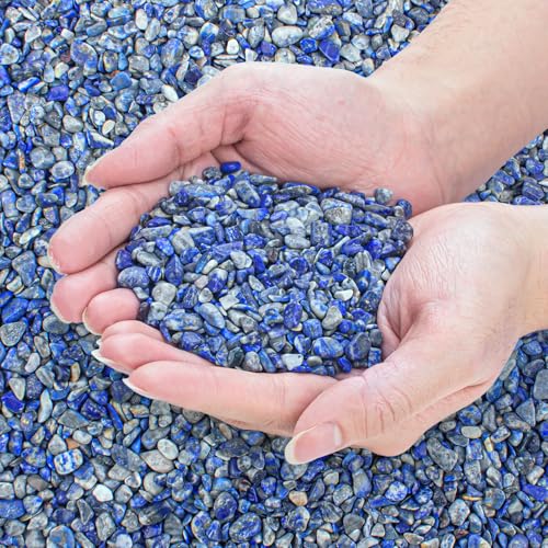Crystals Chips Bulk Crushed Quartz Lapis Lazuli Stones 0.5 Lb/230g, Natural Irregular Shaped Healing Gravels Pebbles Decorative Stones for Fish Tank||Vase Filler|Succulent Plants Decor - color: Lapis Lazuli, size: 0.5 LB