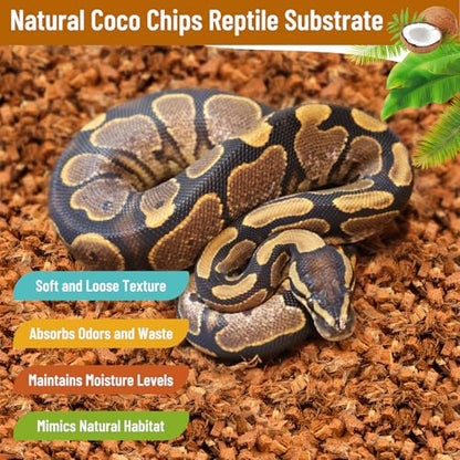 Riare 8Pack Coconut Husk Chip for Reptiles, 8.8LB Coconut Fiber Substrate | Coco Chips Substrate Coconut Husk Bedding for Snakes, Tortoises, Ball Python, Bearded Dragon, Geckos, Lizards, Frogs - color: 8 pack
