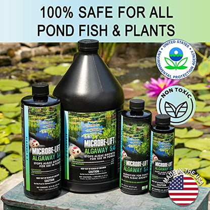 MICROBE-LIFT ALGAGAL Algaway 5.4 Algae Control Treatment for Ponds and Water Gardens, Safe for Koi Fish, Goldfish, Plants, and Decorations, 1 Gallon - size: 1 Gallon