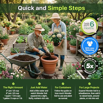 | Organic Potting Soil | 12 QUARTS of Ready to Plant Coco Coir Fully Loaded with Nutrients | 3 LBS Bag Expands to 12 Quarts of Indoor Outdoor Soil | Incl Worm Castings, Perlite