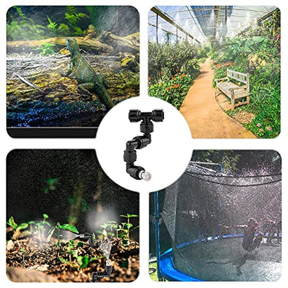 CozyCabin 360° Adjustable Mist Cooling System Nozzles Water Sprayers Connectors, Stainless Steel Misting Nozzles for Pets Reptiles Ecological Garden Patio Greenhouse, 5 Packs