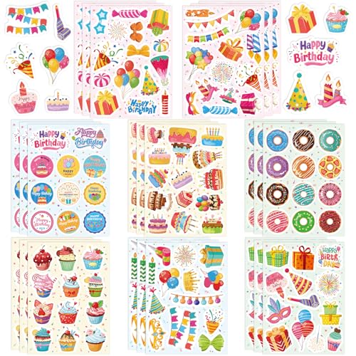 312Pcs Happy Birthday Stickers, Colorful Birthday Party Stickers for Scrapbooking Cards Party Favors Wrap Decor - style: Birthday2