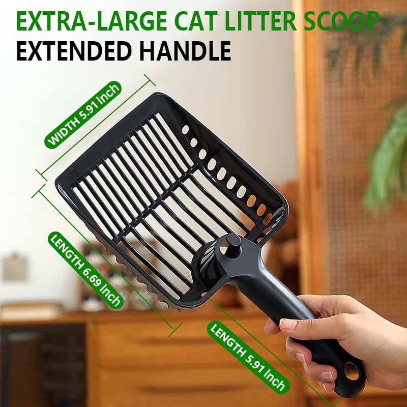 [2026 Version XXL Large Pooper Scooper, Heavy Duty Cat Litter Scooper with Holder Cat Scooper for Litter Box Kitty Litter Scoop,Perfect for Cat Litter Box Cleaning - color: XXL-Black