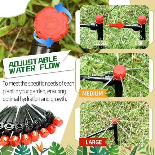 10PCS Push-to-Fit Drip Irrigation Emitters for 1/4 inch Irrigation Tubing, Adjustable 360 Degree Drip Emitter Sprayer with Stake, Irrigation Dripper Sprinklers for Drip Irrigation System - size: 10PCS Drip Irrigation Emitters Sprayer