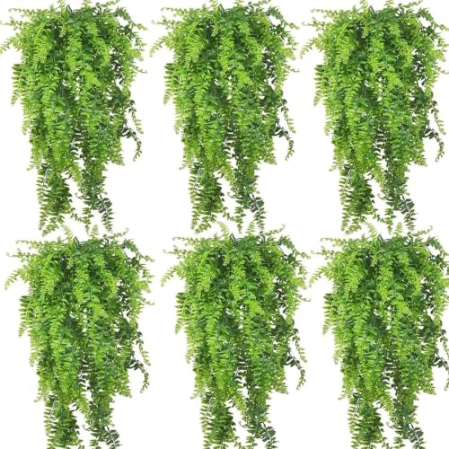 PINVNBY Reptile Plants Hanging Fake Vines Boston Climbing Terrarium Plant with Suction Cup for Bearded Dragons Lizards Geckos Snake Pets Hermit Crab and Tank Habitat Decorations (6 Pack) - size: 6PCS