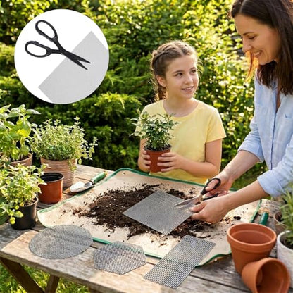 20 Pcs Drainage Mesh for Plant Pots, Mesh for Plants | 12 x 8 Inch Plastic Screen Meshs Pads, Prevents Soil Leakage (Black)