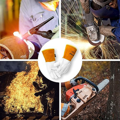 BEETRO Working Gloves 12 Pairs, Tig Welding Cowhide Split Leather, Heat/Fire Resistant BBQ/Warehouse/Heavy Duty/Animal Handling Glove, Extremely Soft and Flexible - size: 12 pairs
