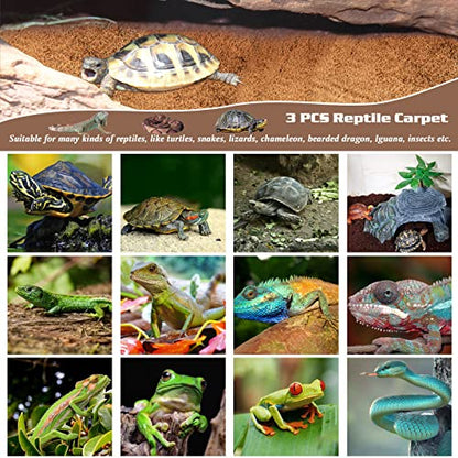 3 Rolls Reptile Carpet 16x36 Inch Coconut Fiber Mat for Tank Bedding | Natural Coconut Fiber Reptile Carpet Liner Flooring, Absorbent & Reusable For Bearded Dragons, Tortoises, Lizards & Geckos - size: 3 Pcs (16X36in)