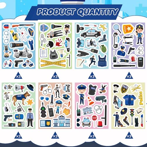 312 Pcs Police Stickers, Cute Cop Sticker Self-Adhesive Police Themed Stickers for Scrapbooks Envelopes Cards Gifts Crafts Party Favors Class Rewards - style: Police