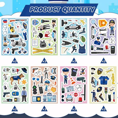 312 Pcs Police Stickers, Cute Cop Sticker Self-Adhesive Police Themed Stickers for Scrapbooks Envelopes Cards Gifts Crafts Party Favors Class Rewards - style: Police
