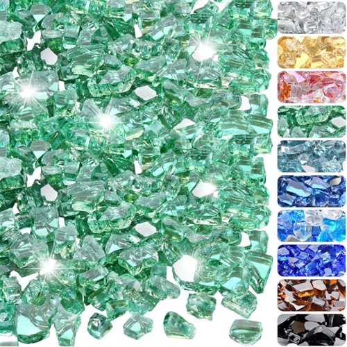 20 Pounds Fire Glass 1/2 Inch High Reflective Tempered Firepit Glass | Emerald Green Rocks for Fireplace, Fire Pit Table, Fire Bowl and Landscaping & DIY Crafts - color: Emerald Green, size: 1/2 inch, 20lb