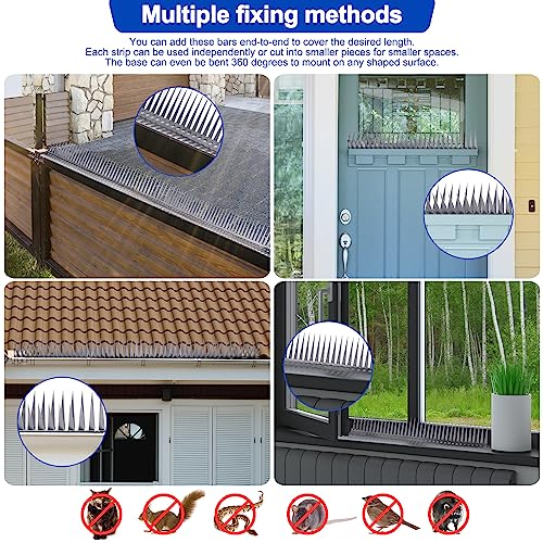 Bird Spikes - 120 Inch Stainless Steel Fence Spikes for Pigeons, Raccoons, Snakes - Deterrent Defender | 120 inch stainless steel bird spikes - size: 120 inch
