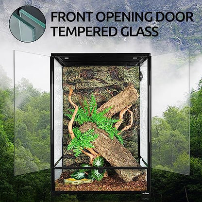 REPTIZOO 90 Gallon Reptile Terrarium 24" x 24" x 36" Large Glass Reptile Tank, Tall Terrarium with Front Opening Door and Top Screen Ventilation Easy Assembly Habitat Tank - size: 24" x 24" x 36"