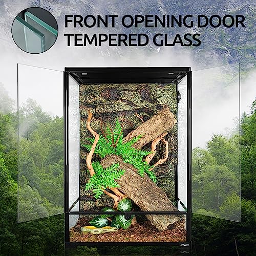 REPTIZOO 90 Gallon Reptile Terrarium 24" x 24" x 36" Large Glass Reptile Tank, Tall Terrarium with Front Opening Door and Top Screen Ventilation Easy Assembly Habitat Tank - size: 24" x 24" x 36"