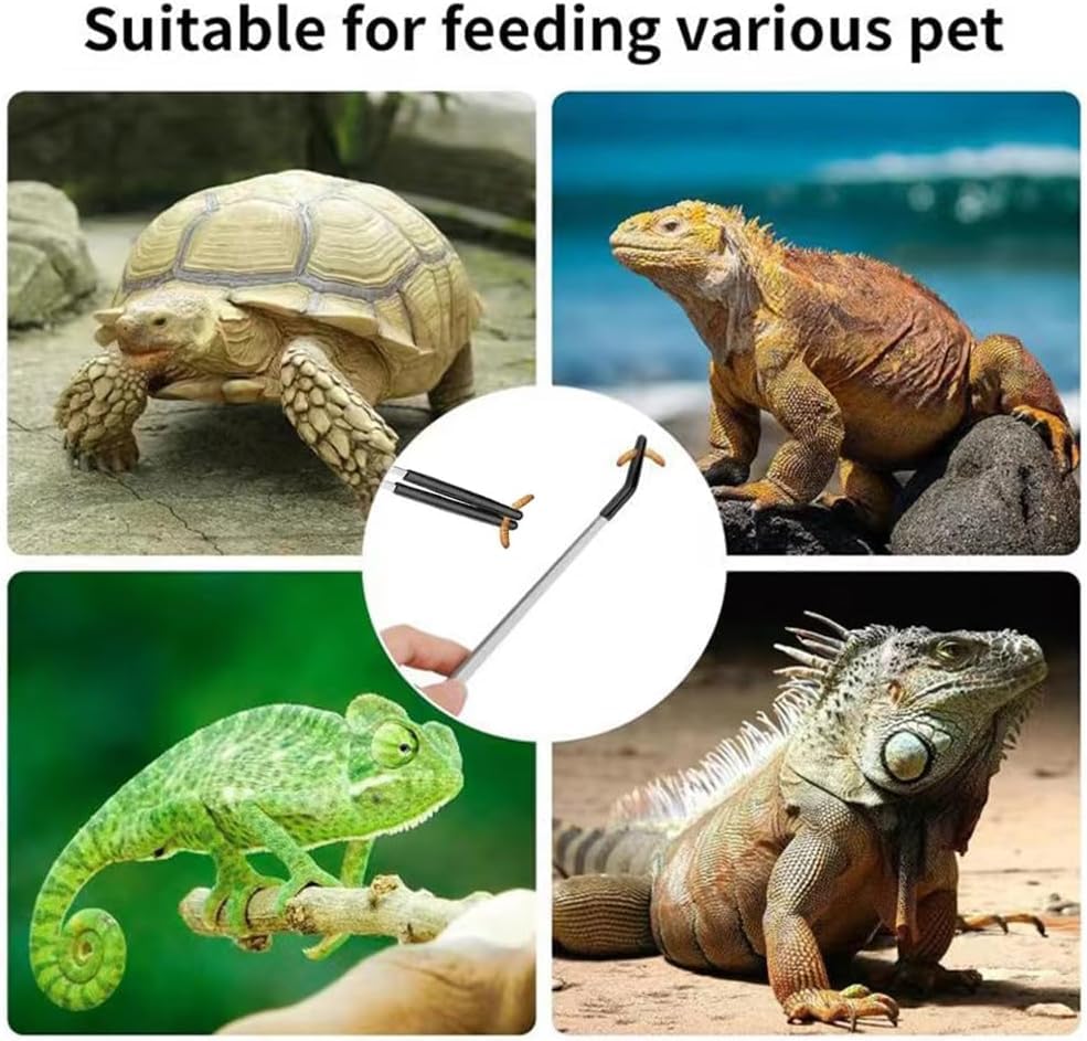 3PCS Rubber Tip Feeding Tongs for Reptiles,Reptile Feeding Tool Set,Long Aquarium or Craft Tweezers,Bearded Dragon Reptile Gecko Frog Snakes Tank Enclosure Accessories,Terrarium Supplies