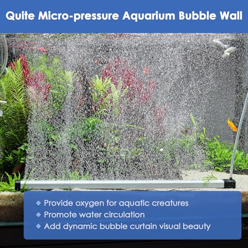 hygger Aquarium Bubble Strip, Nano Air Bubble Curtain Wall Aquarium, Quiet High Dissolved Oxygen Diffuser Fish Tank Bubbler Decorations Self-Sinking for Freshwater Saltwater (16.9 Inch) - size: 16.9 Inch