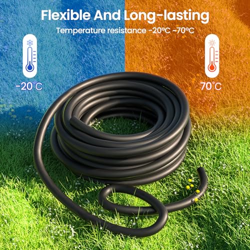 MIXC 50 FT 1/2 Inch Drip Irrigation Tubing Kit:Premium Garden and Landscape Watering System with 4 Quick Connector 4-Way Connector - size: 50FT 1/2'' Main Tube