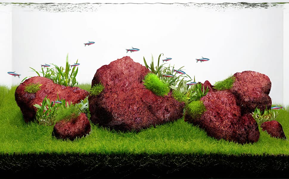 Red Lava Stone Natural Aquascaping Rock 16lb Planted Aquarium Decor | Porous rock; cichlid and terrarium - size: 03 Red Lava Stones（3-10inch,16lbs）