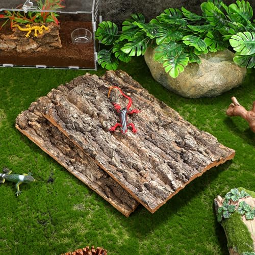TOYANDONA 2pcs Natural Cork Bark Terrarium Background - 11. 8x7. 9in Reptile Climbing Mat Hideout, Habitat Decor for Bearded Dragon Lizard Gecko Spider Turtle Tank Supplies