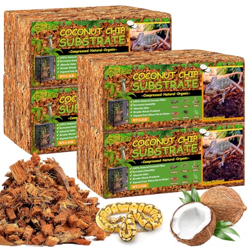 Riare 8Pack Coconut Husk Chip for Reptiles, 8.8LB Coconut Fiber Substrate | Coco Chips Substrate Coconut Husk Bedding for Snakes, Tortoises, Ball Python, Bearded Dragon, Geckos, Lizards, Frogs - color: 8 pack