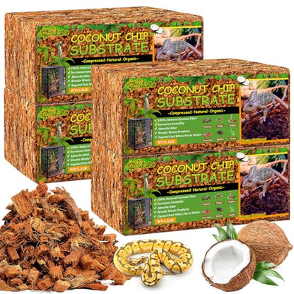 Riare 8Pack Coconut Husk Chip for Reptiles, 8.8LB Coconut Fiber Substrate | Coco Chips Substrate Coconut Husk Bedding for Snakes, Tortoises, Ball Python, Bearded Dragon, Geckos, Lizards, Frogs - color: 8 pack