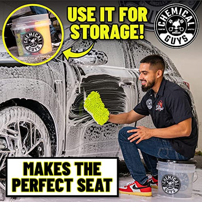 Chemical Guys, Ultimate Car Wash Bucket Kit, Dirt Trap, Mitt, Soap & Lid | Grit guard sinks debris to the bottom so it stays off your paint; a complete starter setup for safe at-home washing - style: HOL133