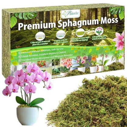 Riare 7OZ Premium Sphagnum Moss for Plants- 10QT Natural Dried Plant Moss | Moisture Retention & Drainage Orchid Moss for Repotting, Succulents, Carnivorous, Ferns, Green Moss for DIY Craft, Reptiles - size: 10 QT(Appx.7oz)