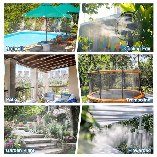 360° Adjustable Drip Irrigation System Garden Watering 5/16" Automatic Atomizing Sprinkler System with Hose Tubing Flexible Copper Nozzles Quick Connector Greenhouse Raisedbed Lawn (65ft + 20 Nozzles) - size: 65 Ft + 20pcs Nozzles