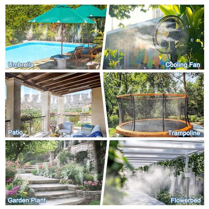 360° Adjustable Drip Irrigation System Garden Watering 5/16" Automatic Atomizing Sprinkler System with Hose Tubing Flexible Copper Nozzles Quick Connector Greenhouse Raisedbed Lawn (50ft + 15 Nozzles) - size: 50 Ft + 15pcs Nozzles
