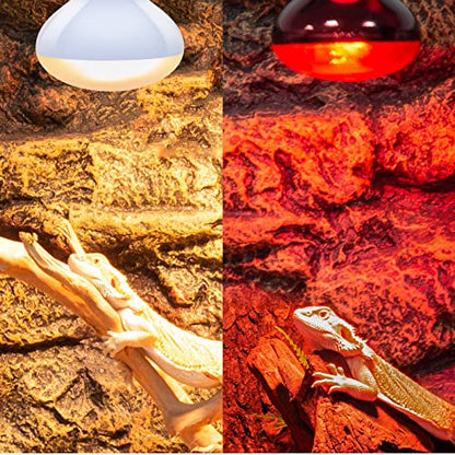 REPTI ZOO 100W Reptile Heat Lamp Bulbs Combo, Upgraded 2 Pack Day & Night Basking Spot Light, UVA Daylight Heating Lamp & Infrared Heat Lamp for Reptiles & Amphibians - style: Style 2