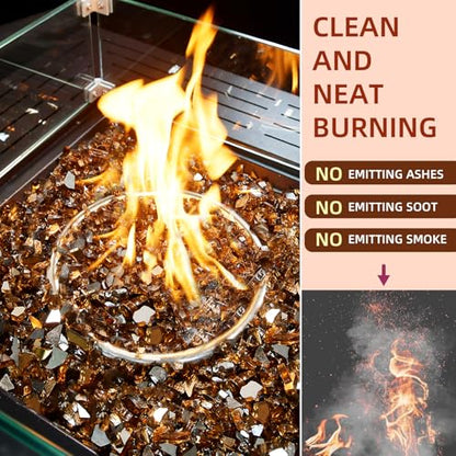 20 Pounds Fire Glass 1/2 Inch High Reflective Tempered Firepit Glass | Amber Rocks for Fireplace, Fire Pit Table, Fire Bowl and Landscaping & DIY Crafts - color: Amber, size: 1/2 inch, 20lb